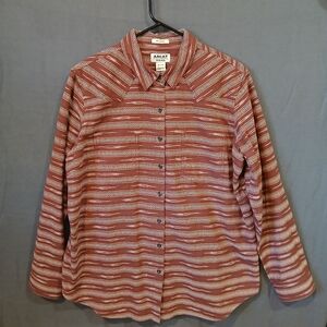 Ariat Men's Casual Red and White Patterned Shirt Extra Large Western Cowboy